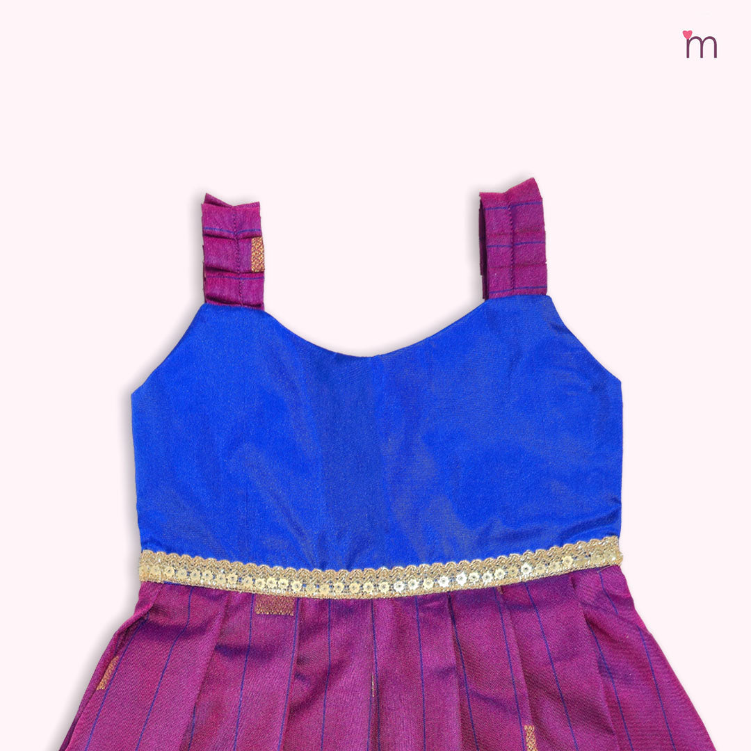 Yamini- Blue Magenta Frock Minipattu