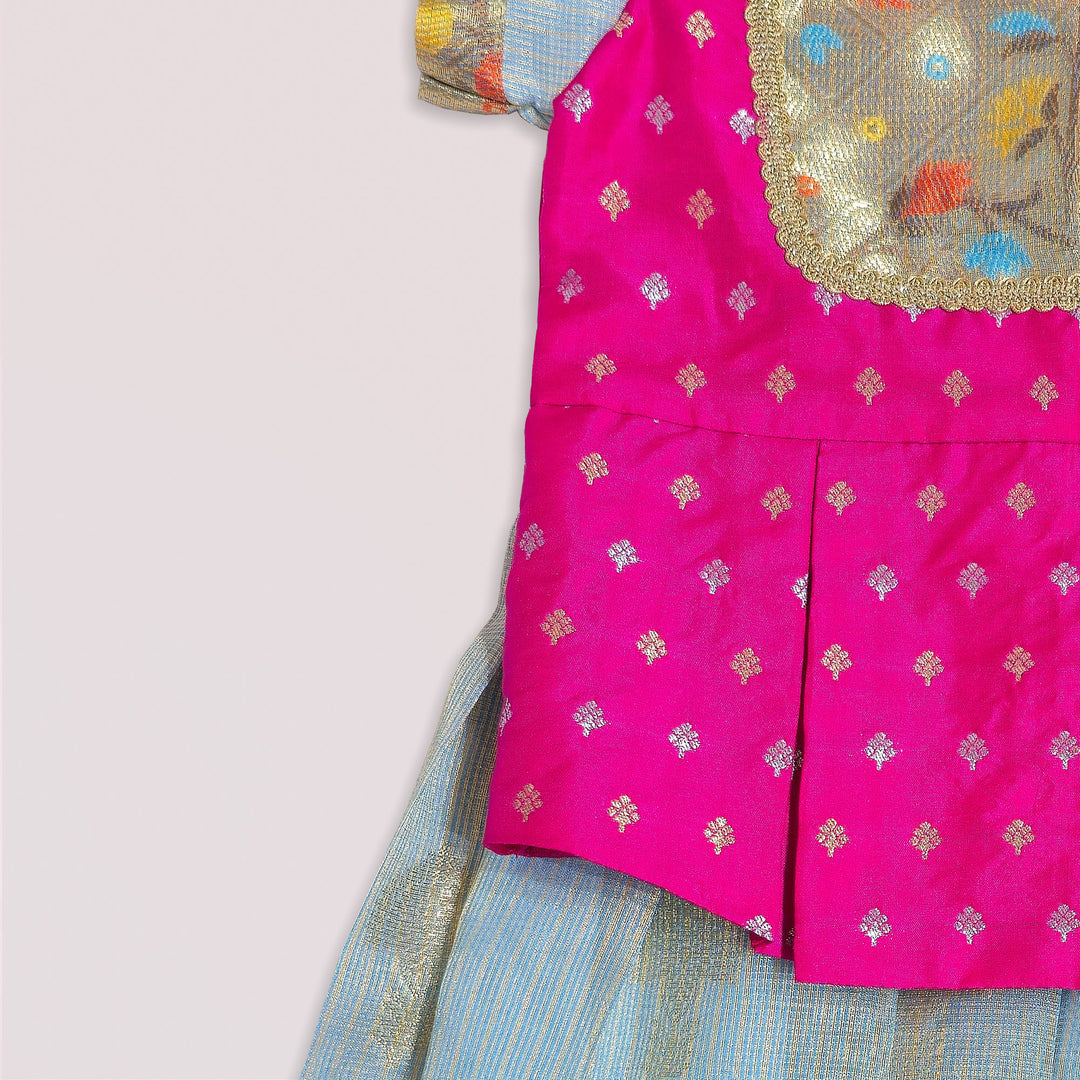 Lakshana - Blue Pink Pattu Pavadai Minipattu
