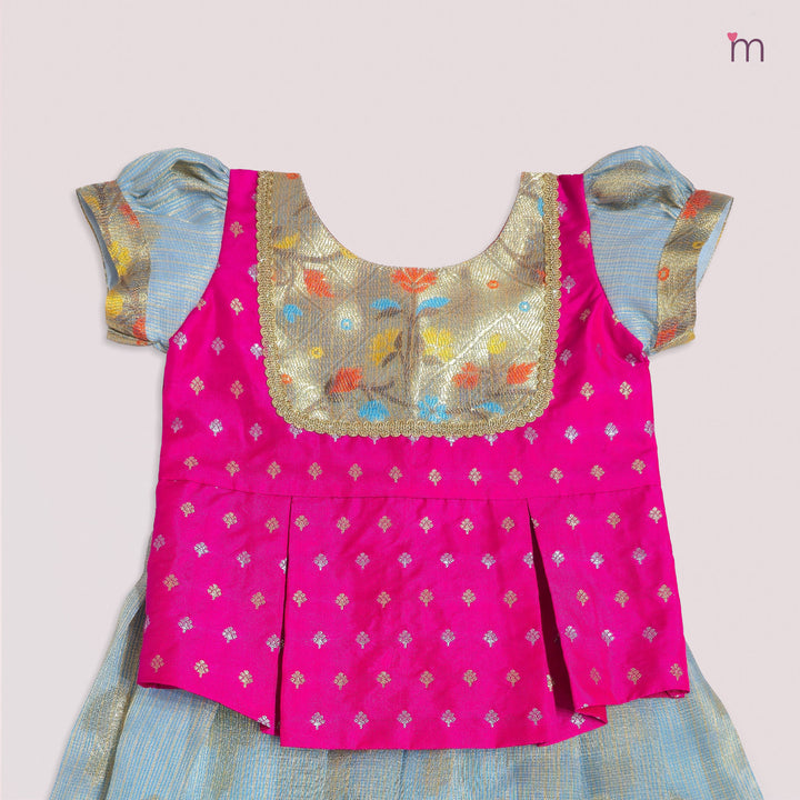 Lakshana - Blue Pink Pattu Pavadai Minipattu