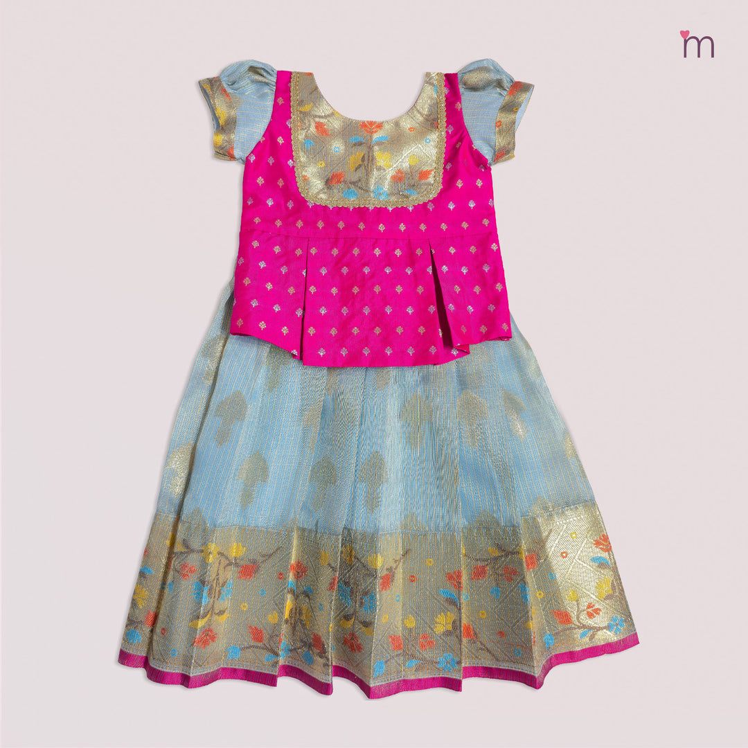 Lakshana - Blue Pink Pattu Pavadai Minipattu