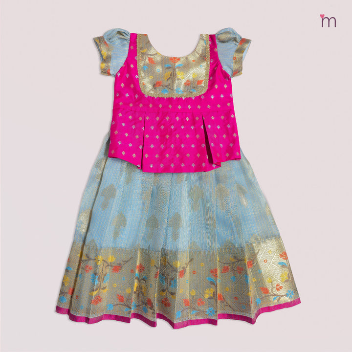 Lakshana - Blue Pink Pattu Pavadai Minipattu