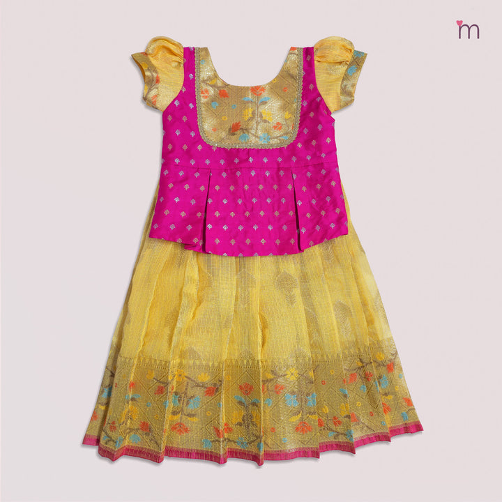Lakshana - Yellow Pink Pattu Pavadai Minipattu