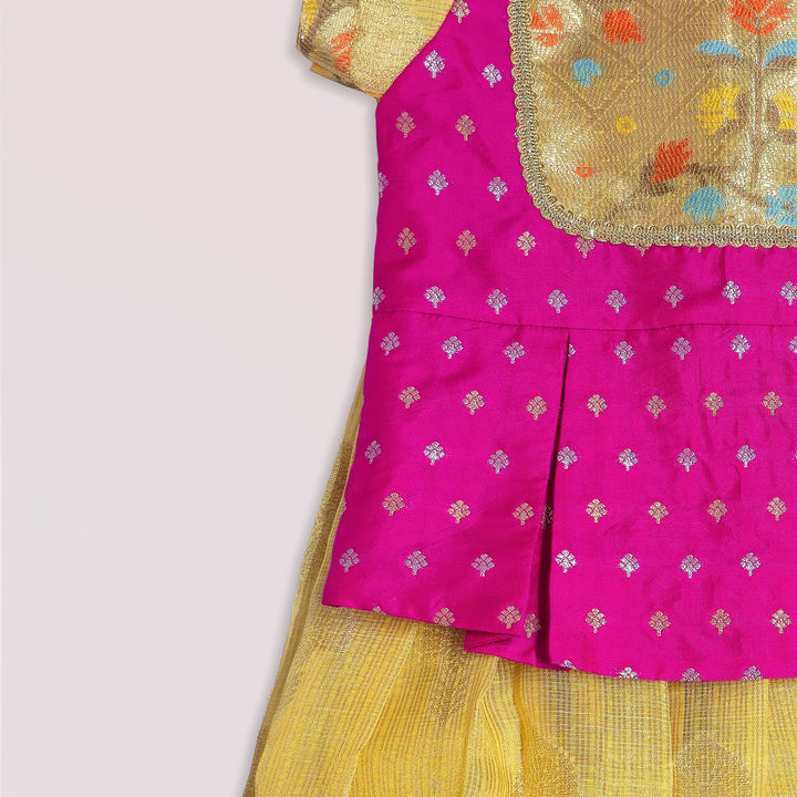 Lakshana - Yellow Pink Pattu Pavadai Minipattu