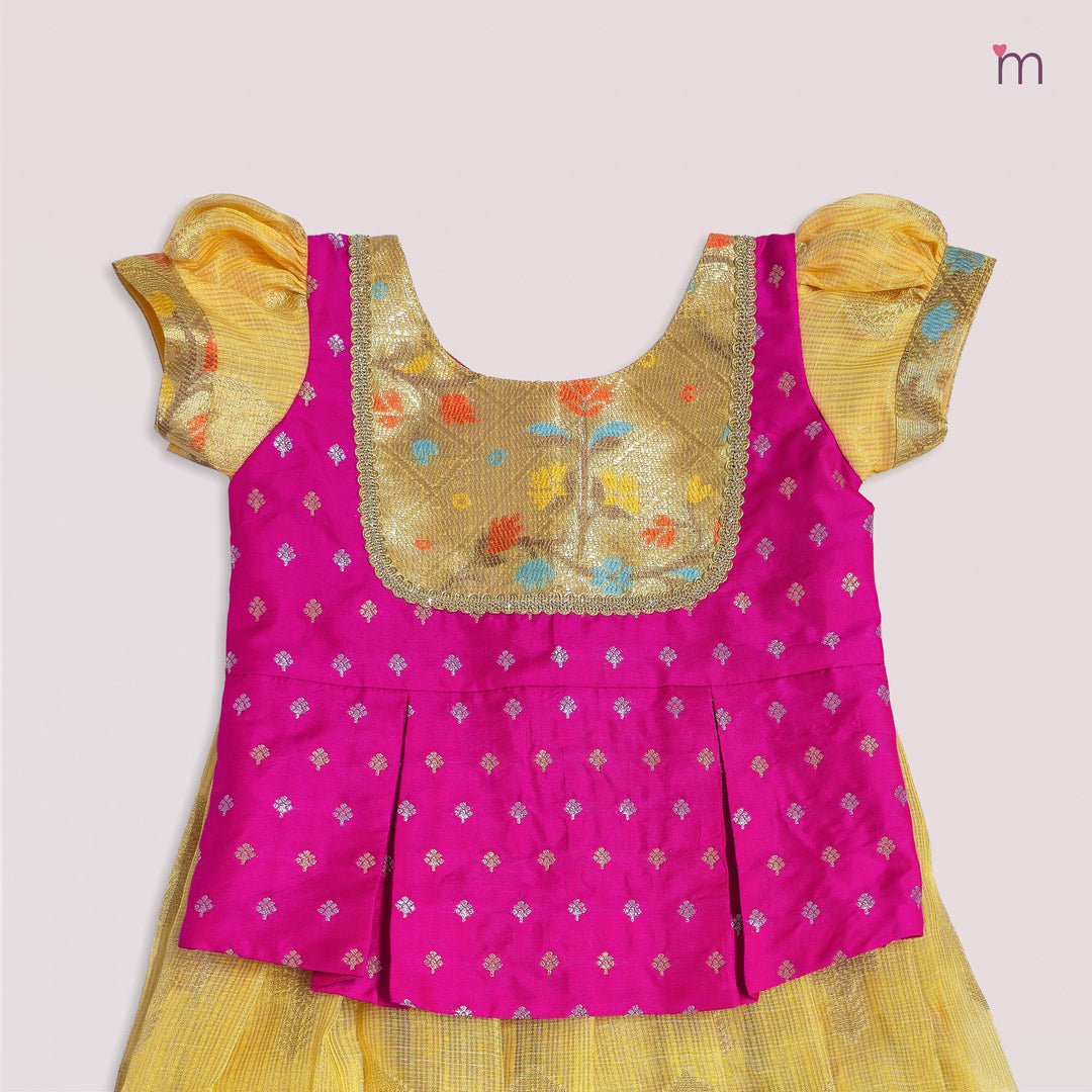 Lakshana - Yellow Pink Pattu Pavadai Minipattu