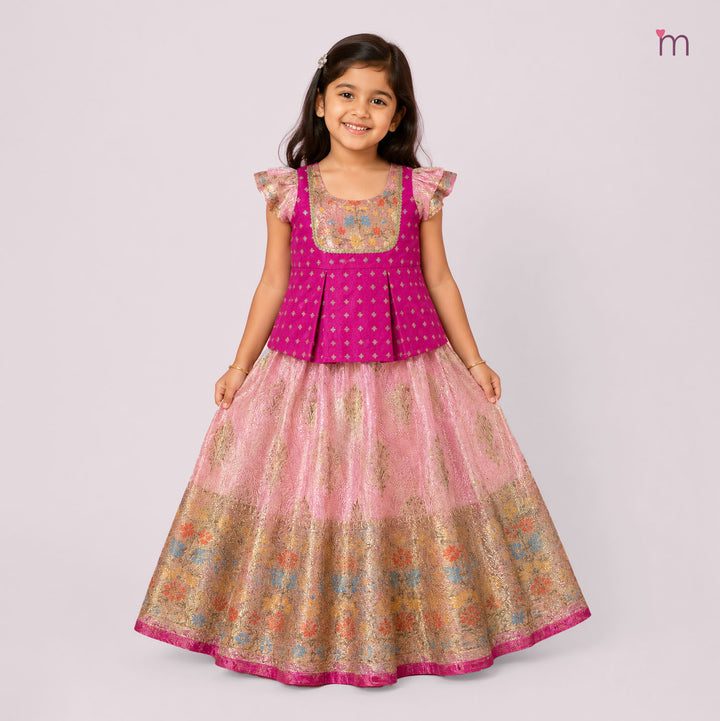 Lakshana - Pink Pattu Pavadai Minipattu