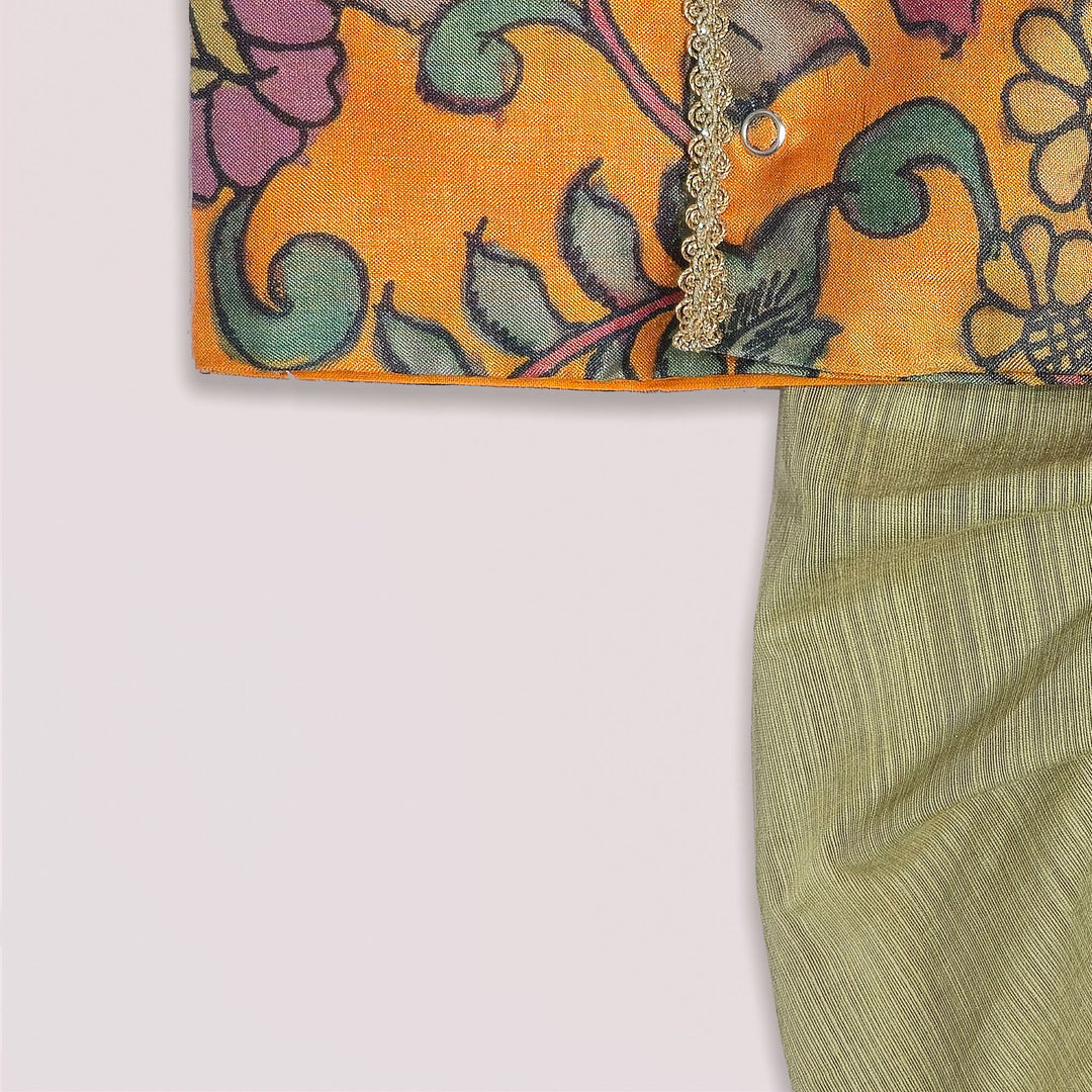 Varun - Yellow Kalamkari Jabla Set Minipattu