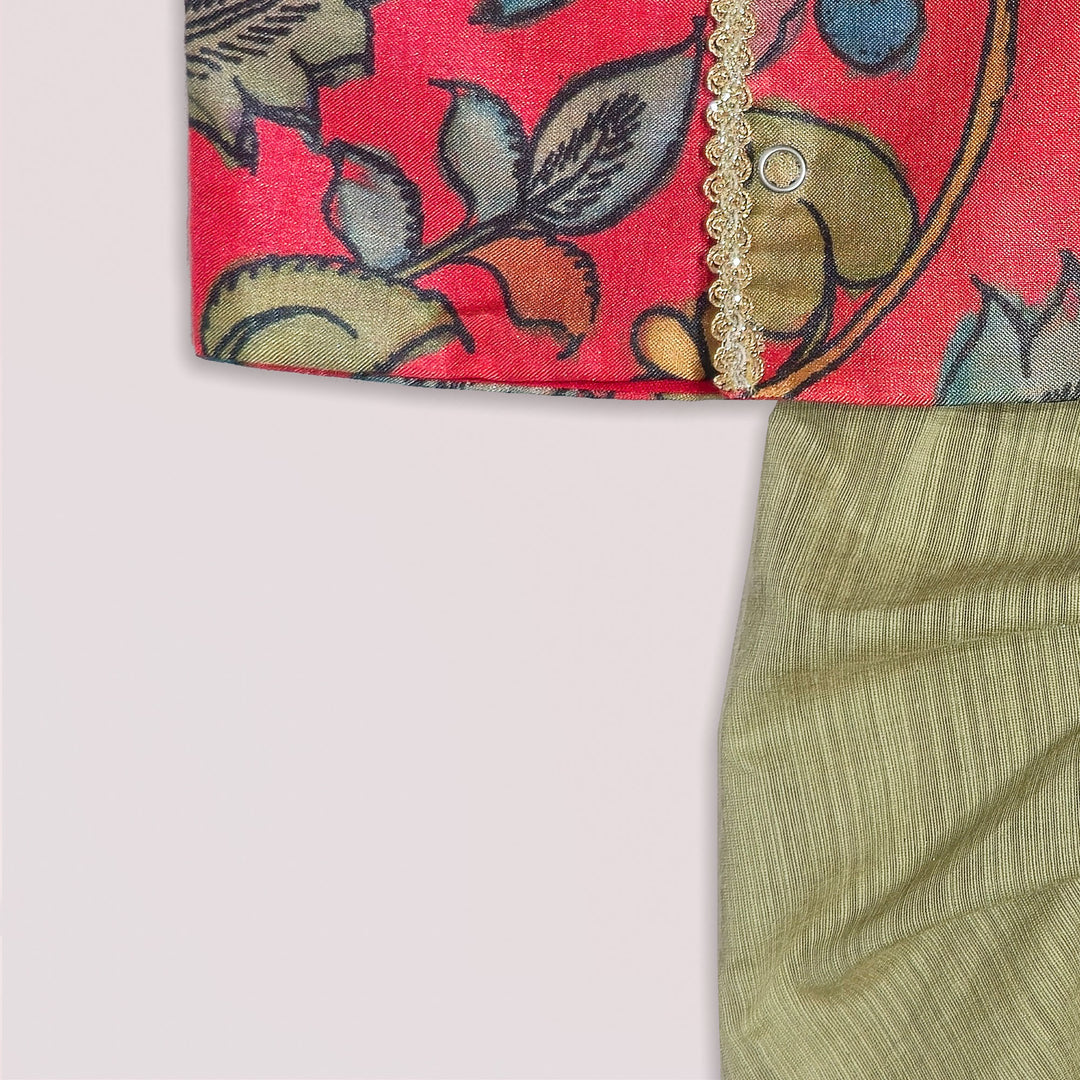 Varun - Red Kalamkari Jabla Set Minipattu