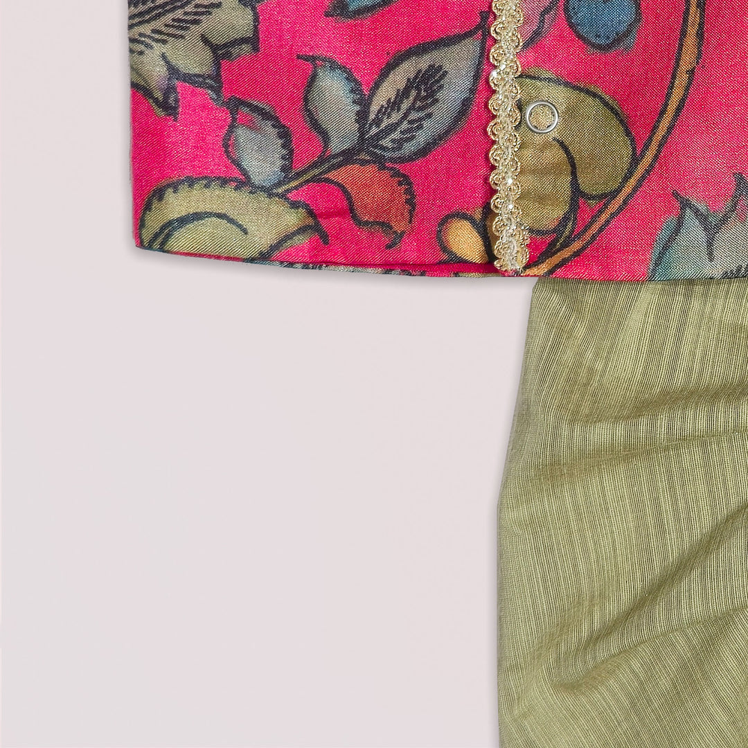 Varun - Pink Kalamkari Jabla Set Minipattu