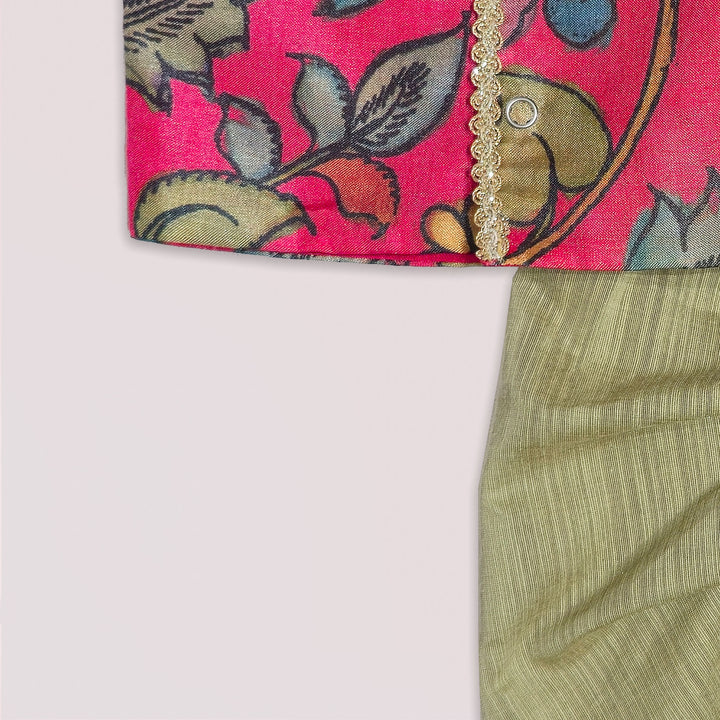 Varun - Pink Kalamkari Jabla Set Minipattu