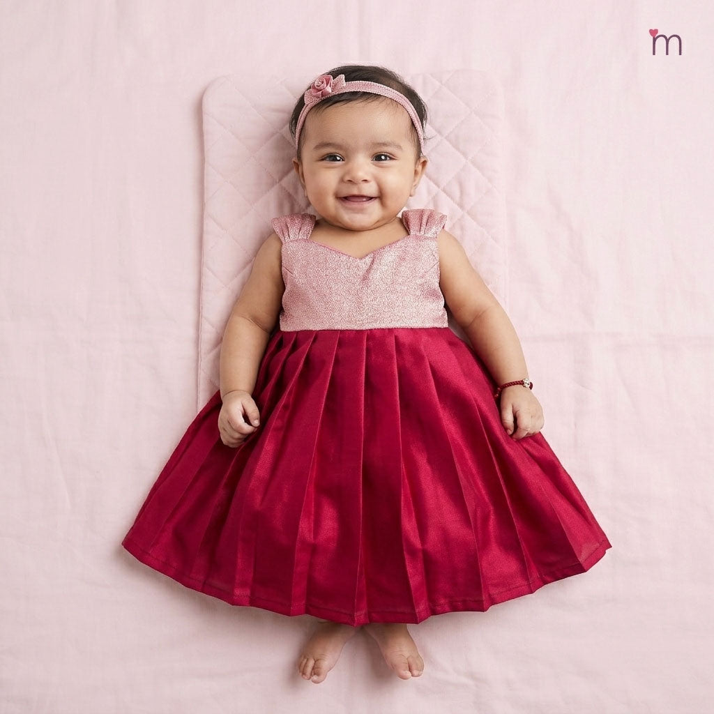 Sindhu - Pink Plain Frock Minipattu