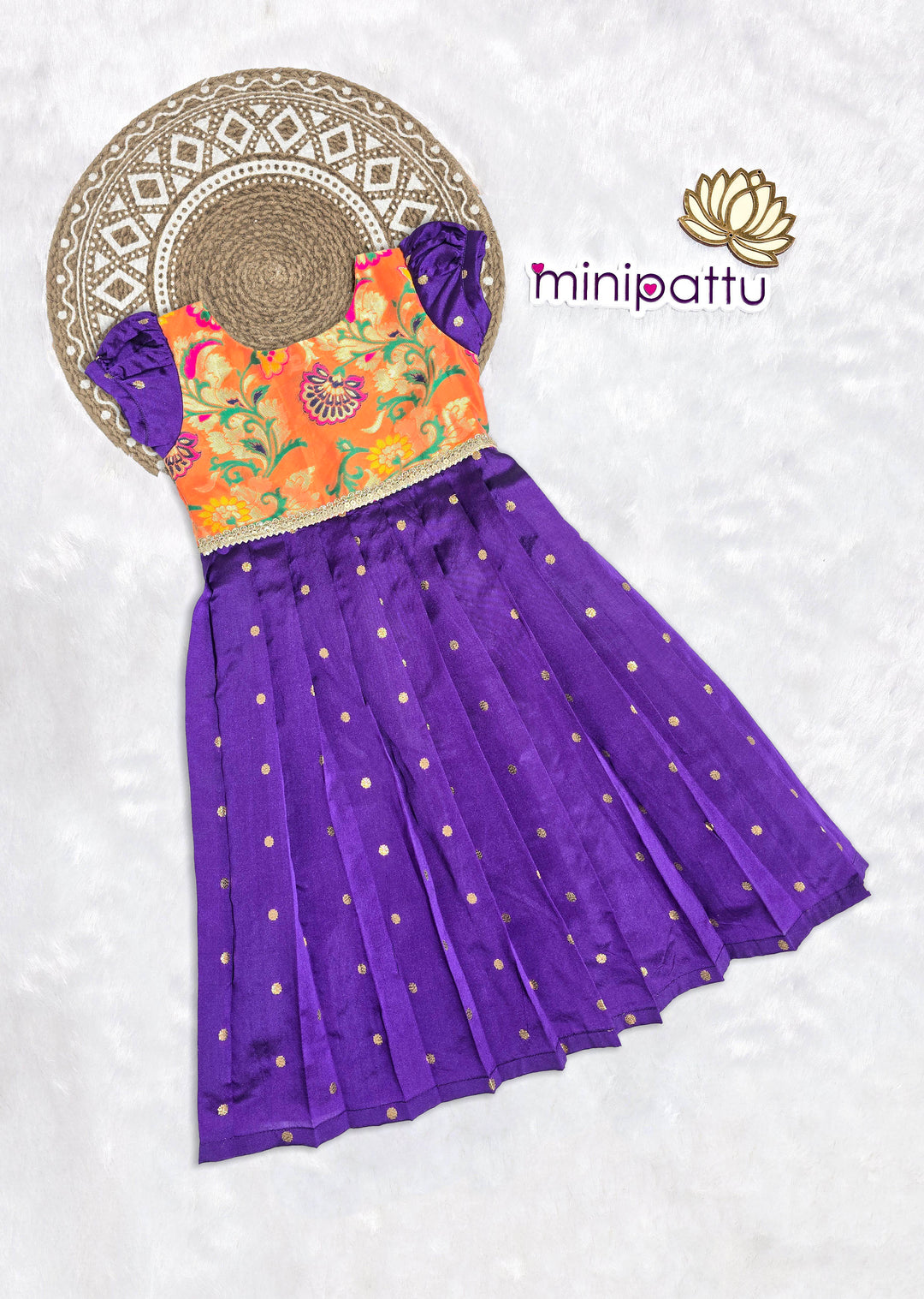Tanishka - Orange Violet Frock Minipattu