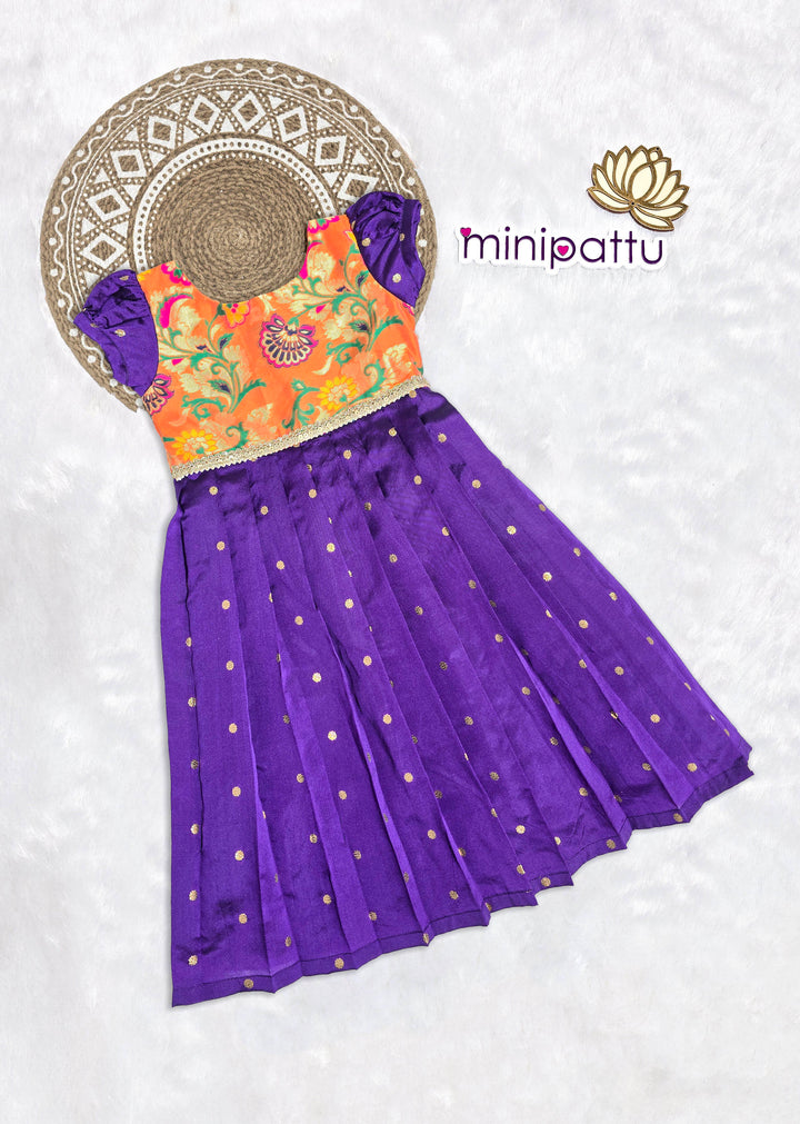Tanishka - Orange Violet Frock Minipattu