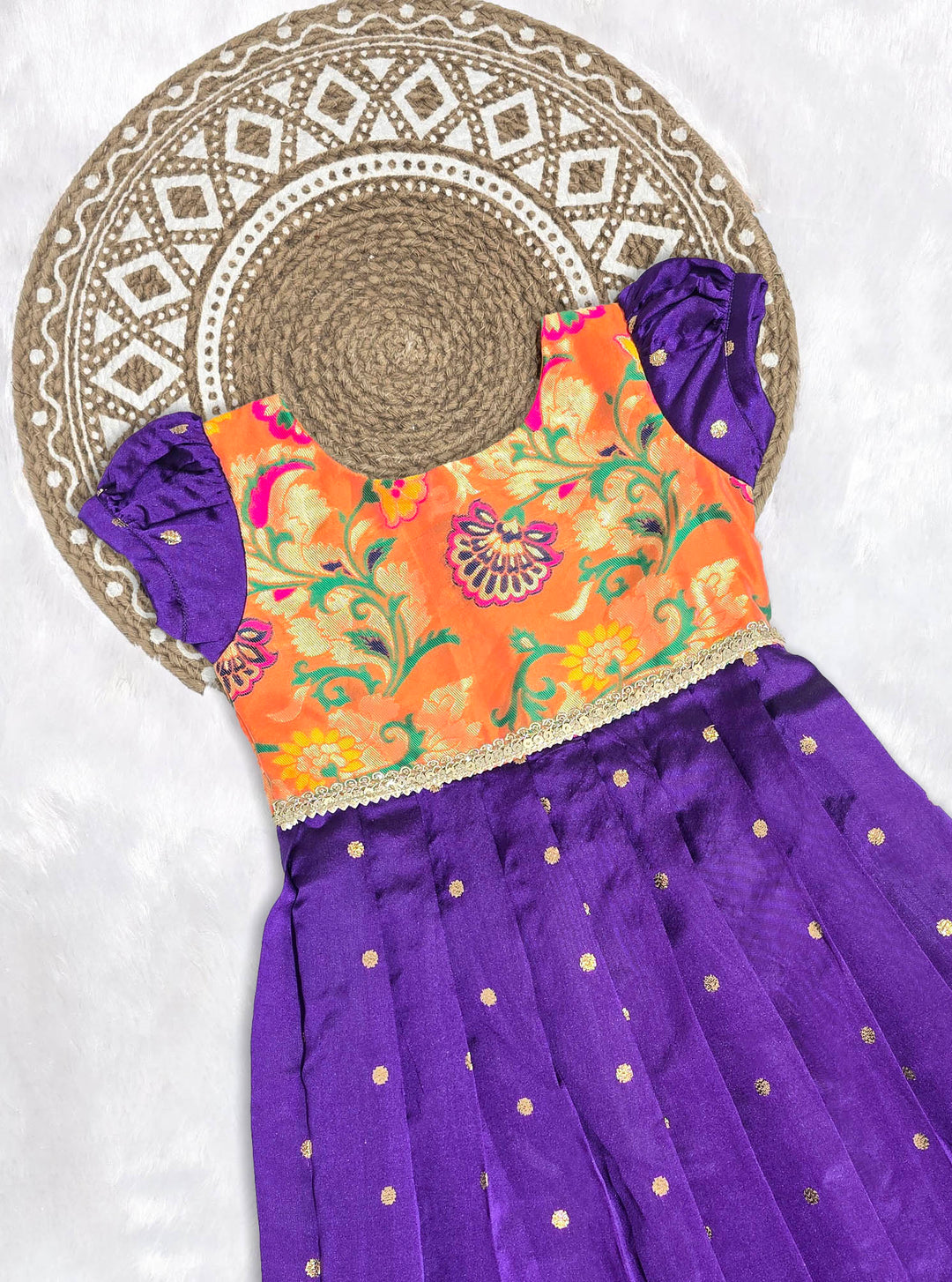 Tanishka - Orange Violet Frock Minipattu