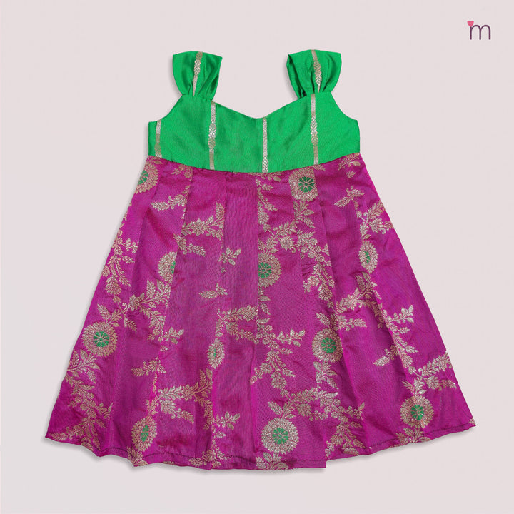 Anika - Green Pink Frock Minipattu