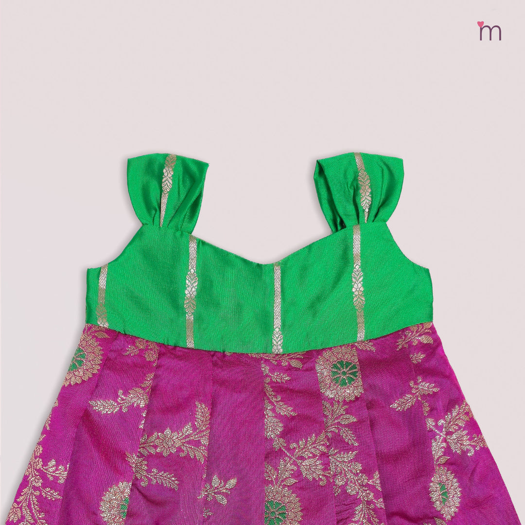 Anika - Green Pink Frock Minipattu