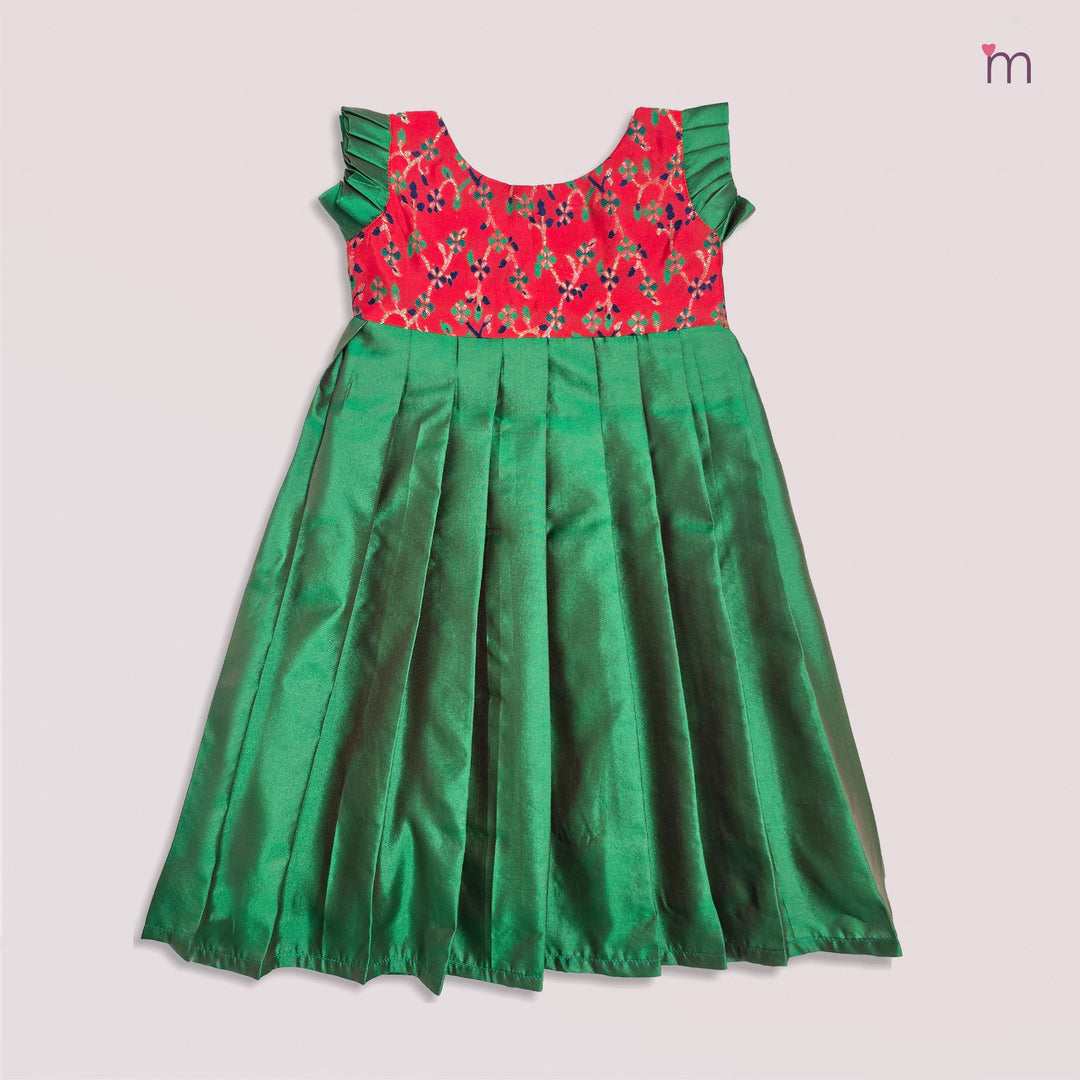 Anika - Red Green Frock Minipattu