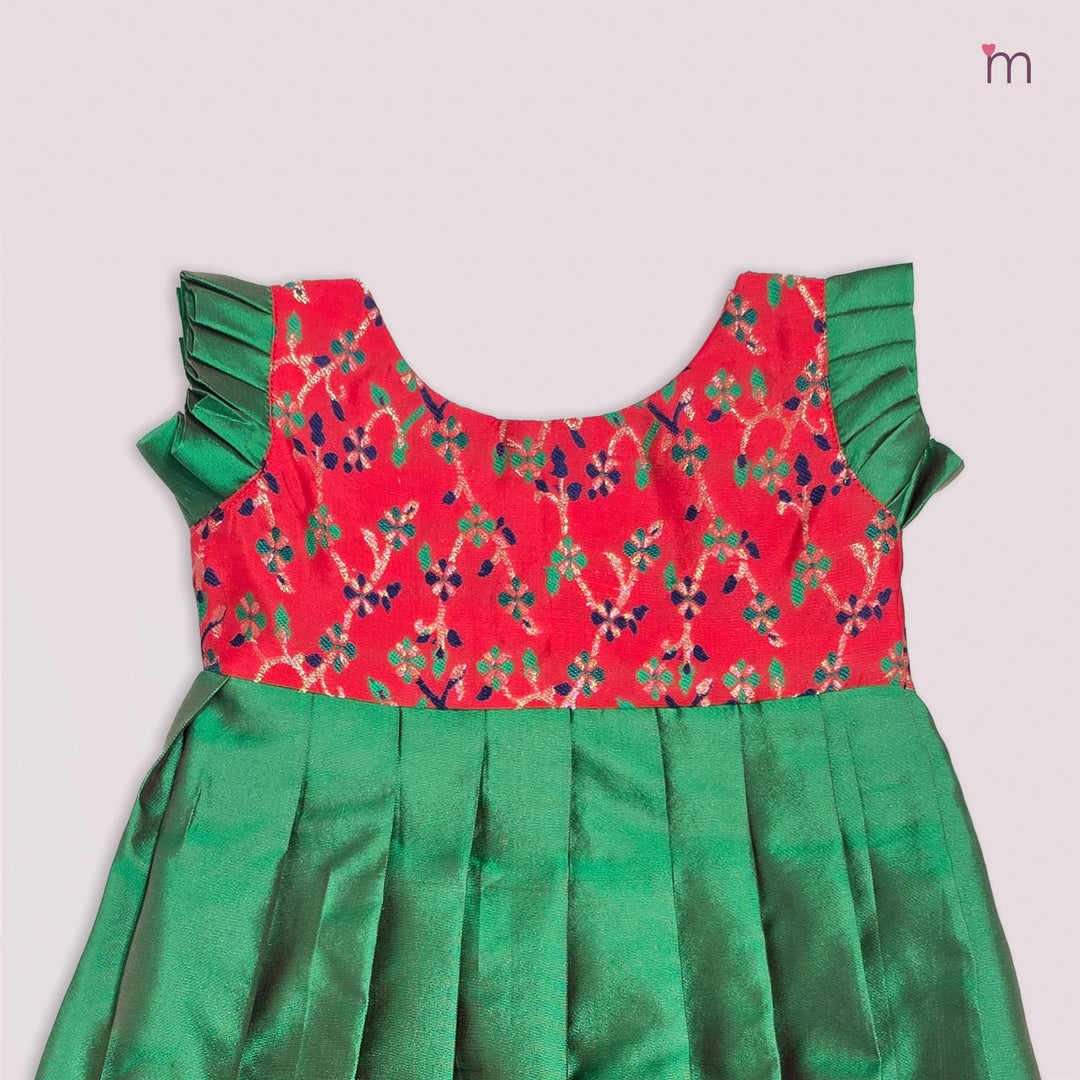 Anika - Red Green Frock Minipattu