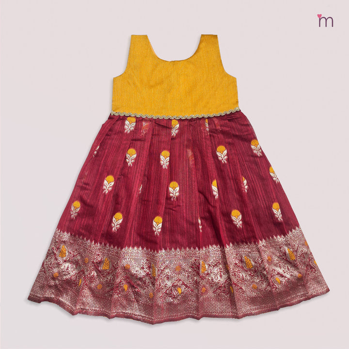 Anika - Mustard Maroon Frock Minipattu