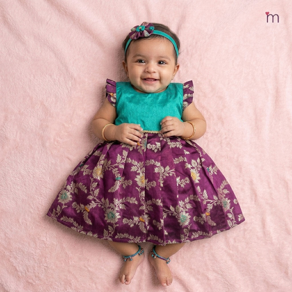 Anika - Teal Purple Frock Minipattu