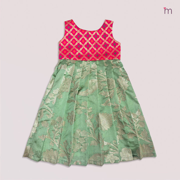 Anika - Pink Green Frock Minipattu