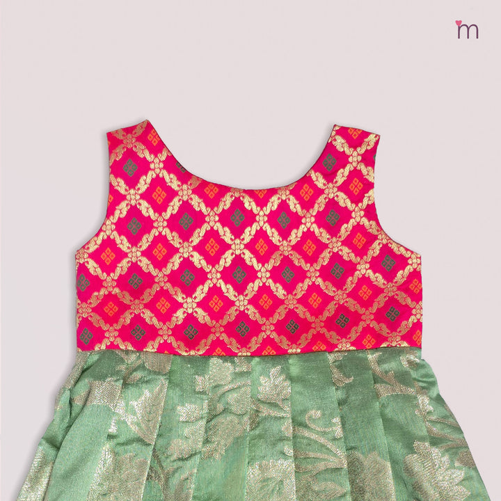 Anika - Pink Green Frock Minipattu
