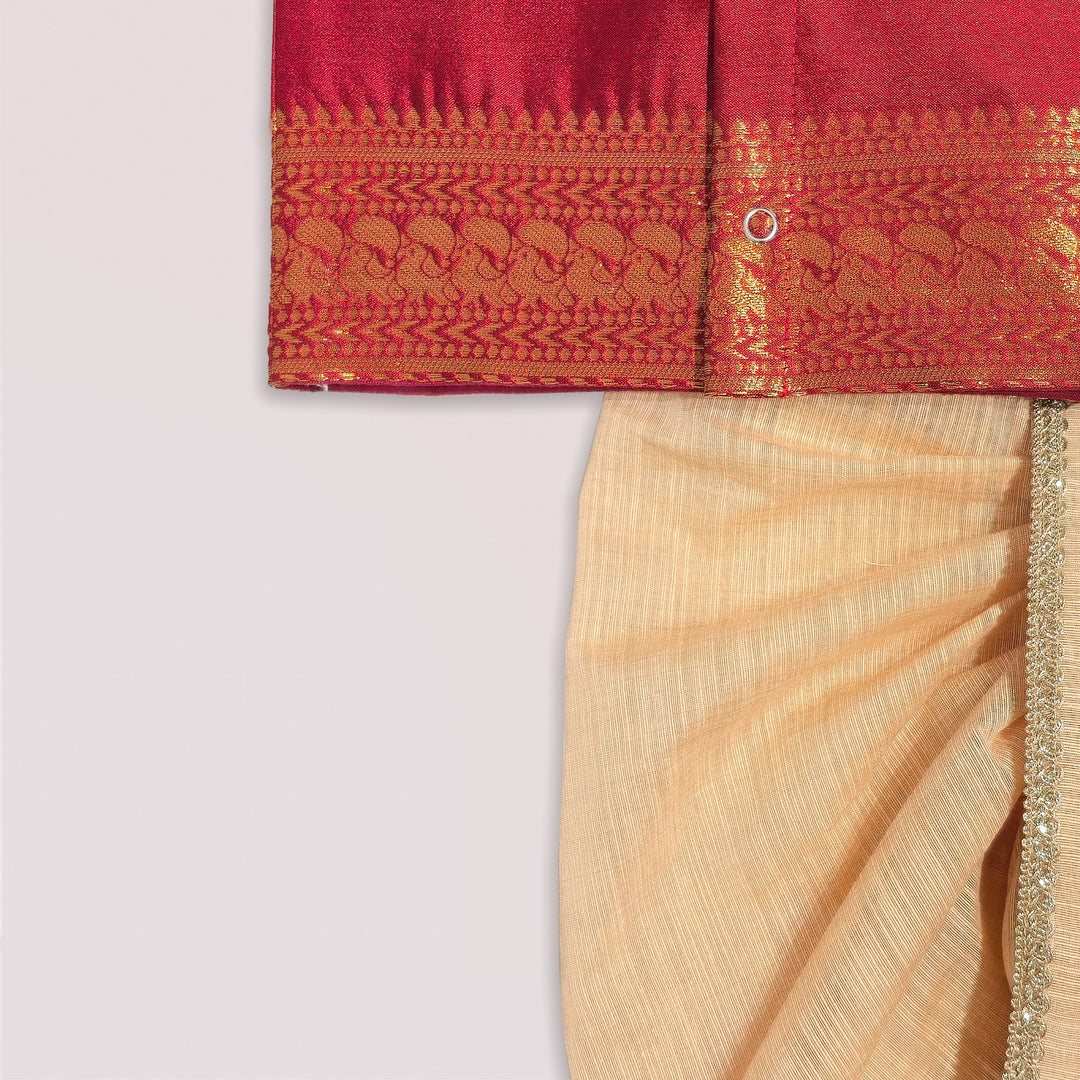 Vishnu - Red Jabla Set Minipattu