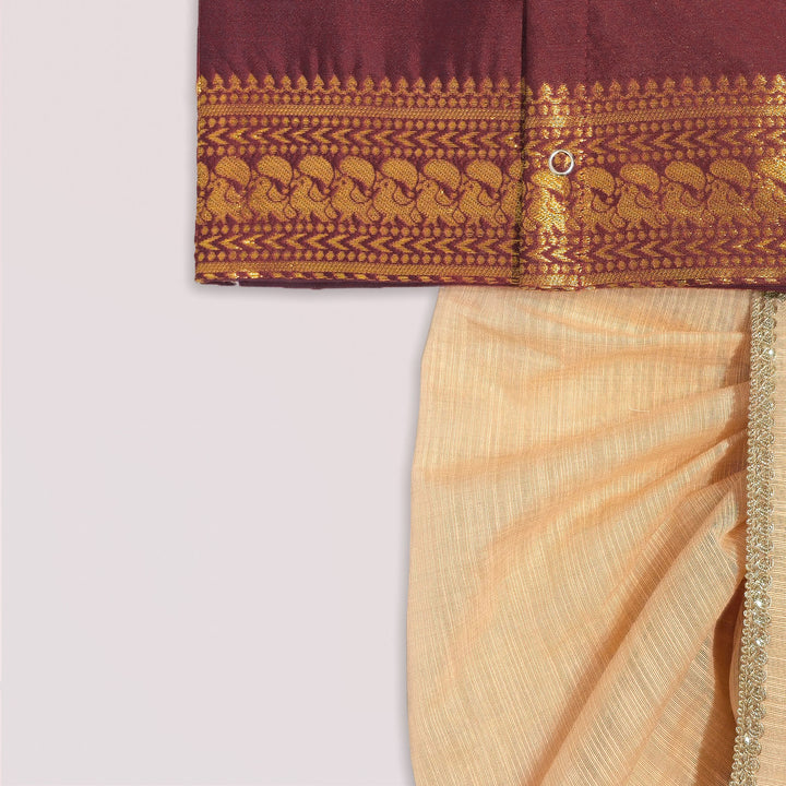 Vishnu - Maroon Jabla Set Minipattu
