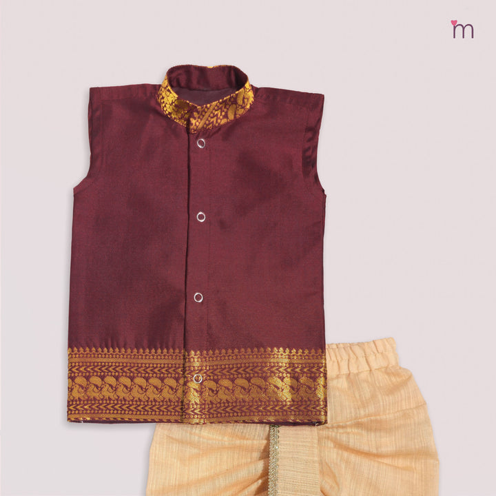 Vishnu - Maroon Jabla Set Minipattu