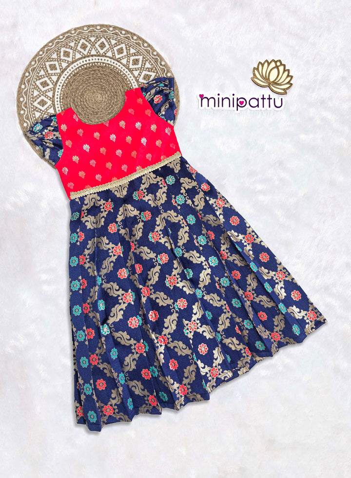 Tanishka - Red Blue Frock Minipattu