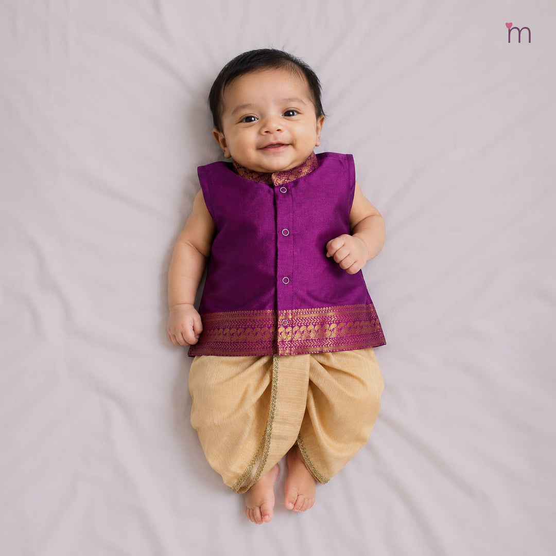 Vishnu - Purple Jabla Set Minipattu