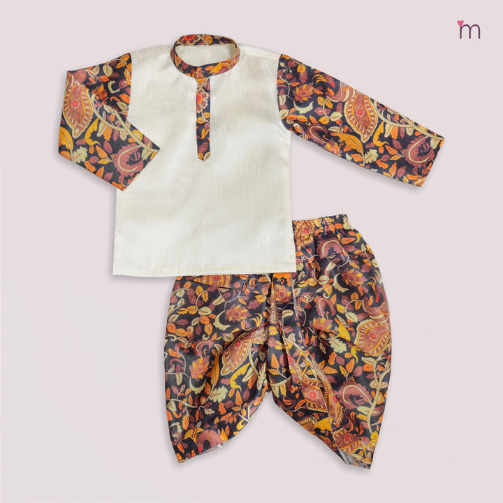 Rohit - Black Halfwhite Kurta & Dhoti set