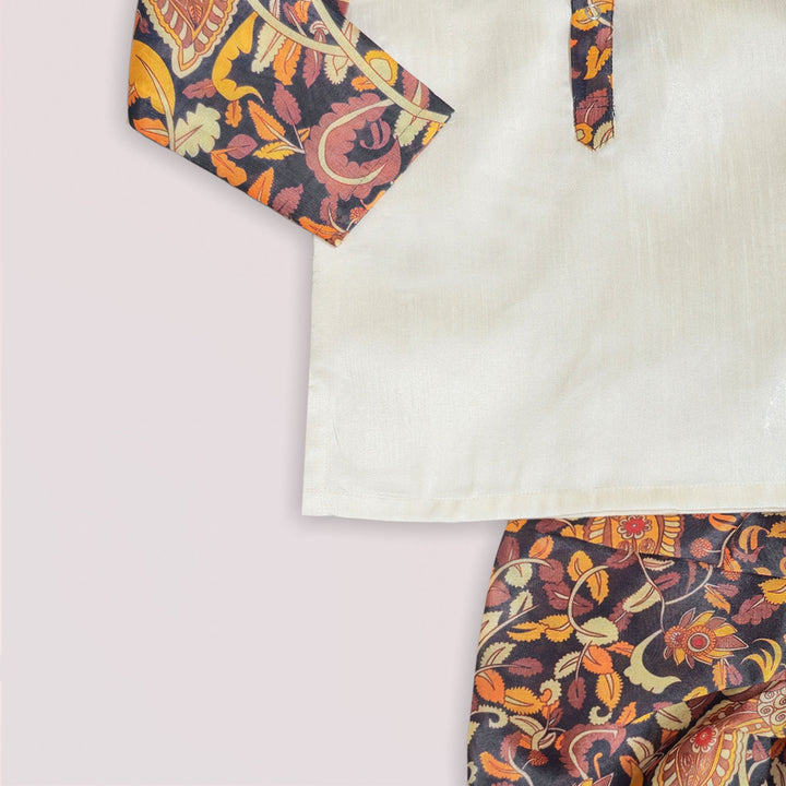 Rohit - Black Halfwhite Kurta & Dhoti set