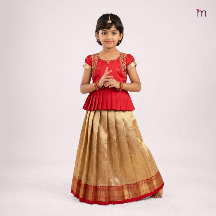 Ananya - Red Pattu Pavadai Minipattu