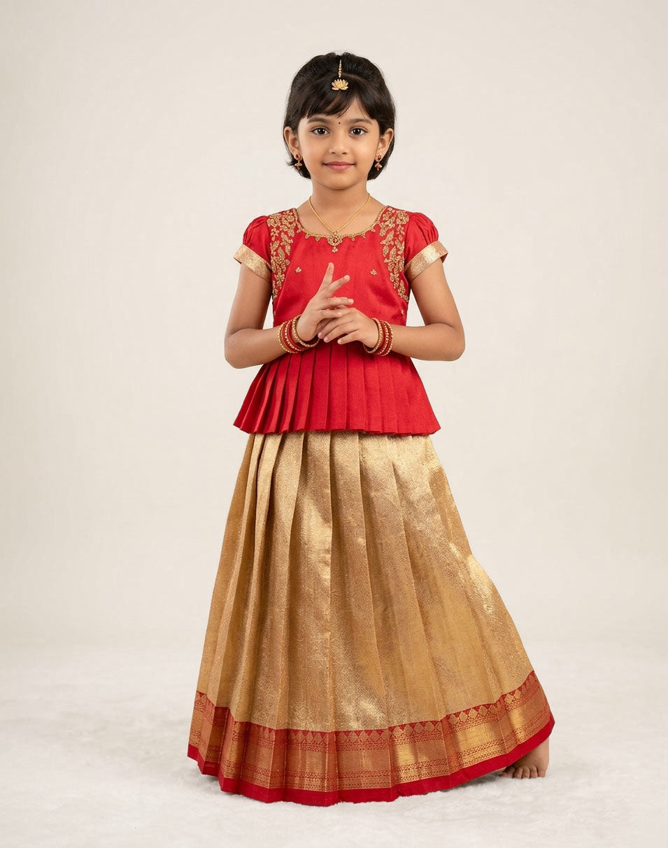 Ananya - Red Pattu Pavadai Minipattu