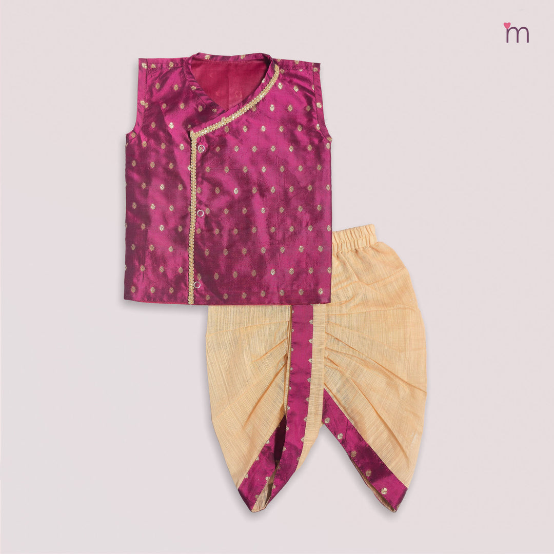 Rithvik - Burgundy Jabla Set Minipattu