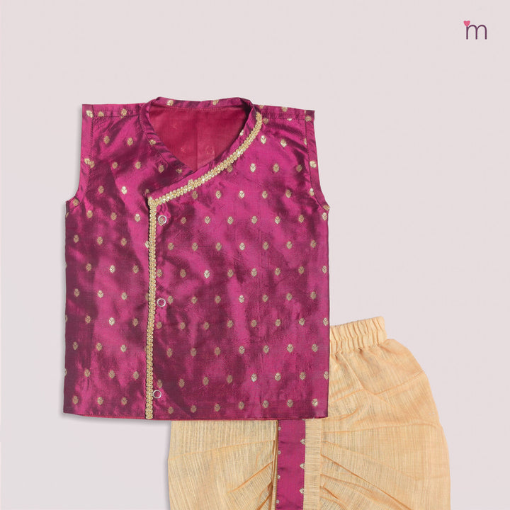 Rithvik - Burgundy Jabla Set Minipattu