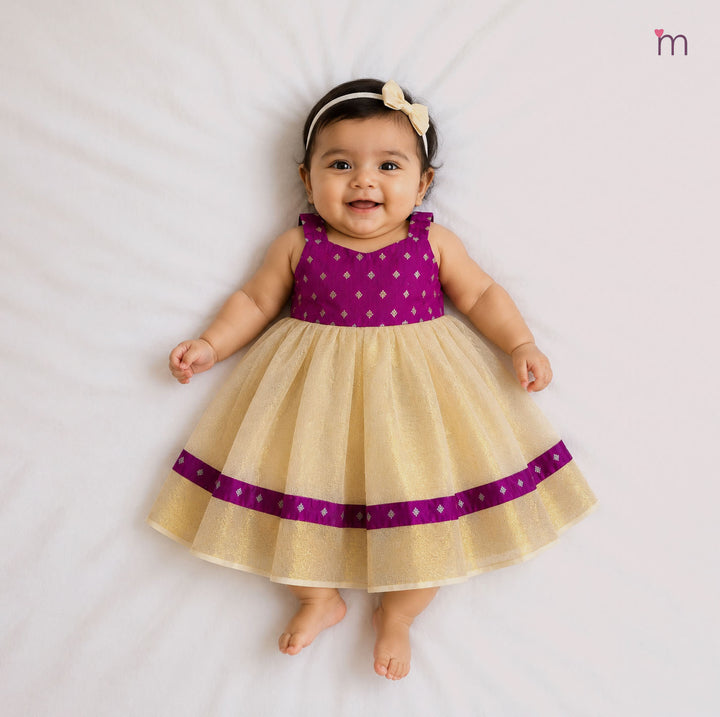 Neela - Purple Frock-Cum-Romper Minipattu