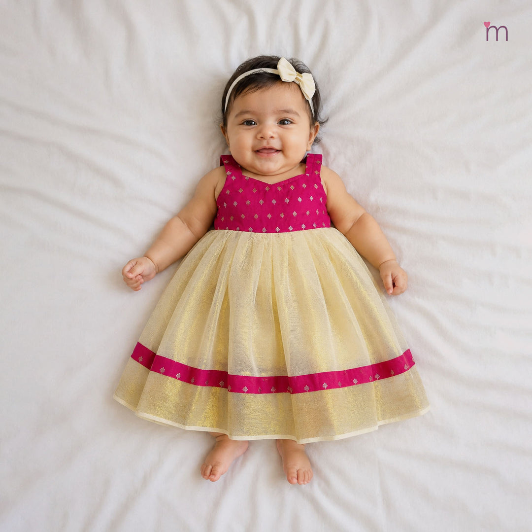 Neela - Pink Frock-Cum-Romper Minipattu