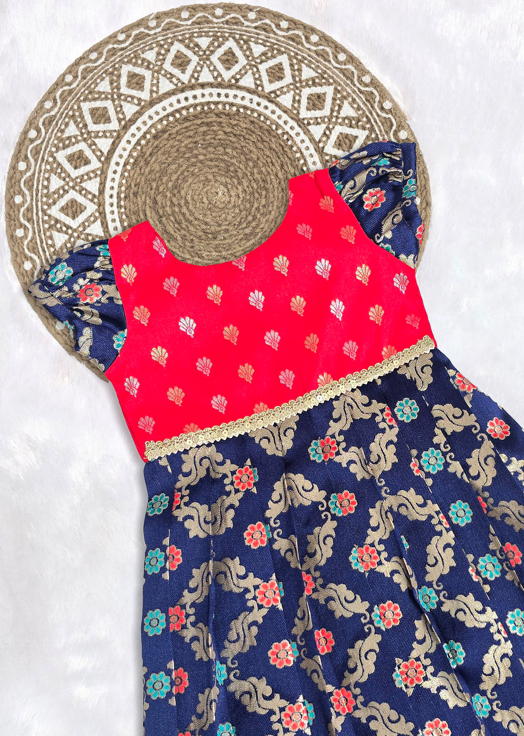 Tanishka - Red Blue Frock Minipattu