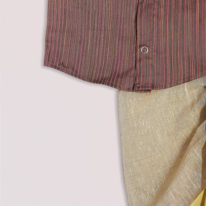 Arnav - Brown Multicolor stripes Jabla Set Minipattu