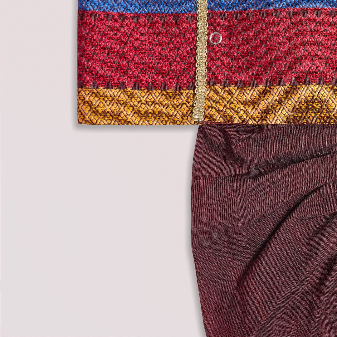 Arnav - Maroon Jabla Set Minipattu