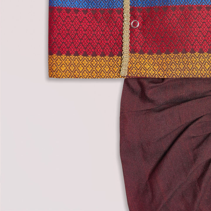 Arnav - Maroon Jabla Set Minipattu