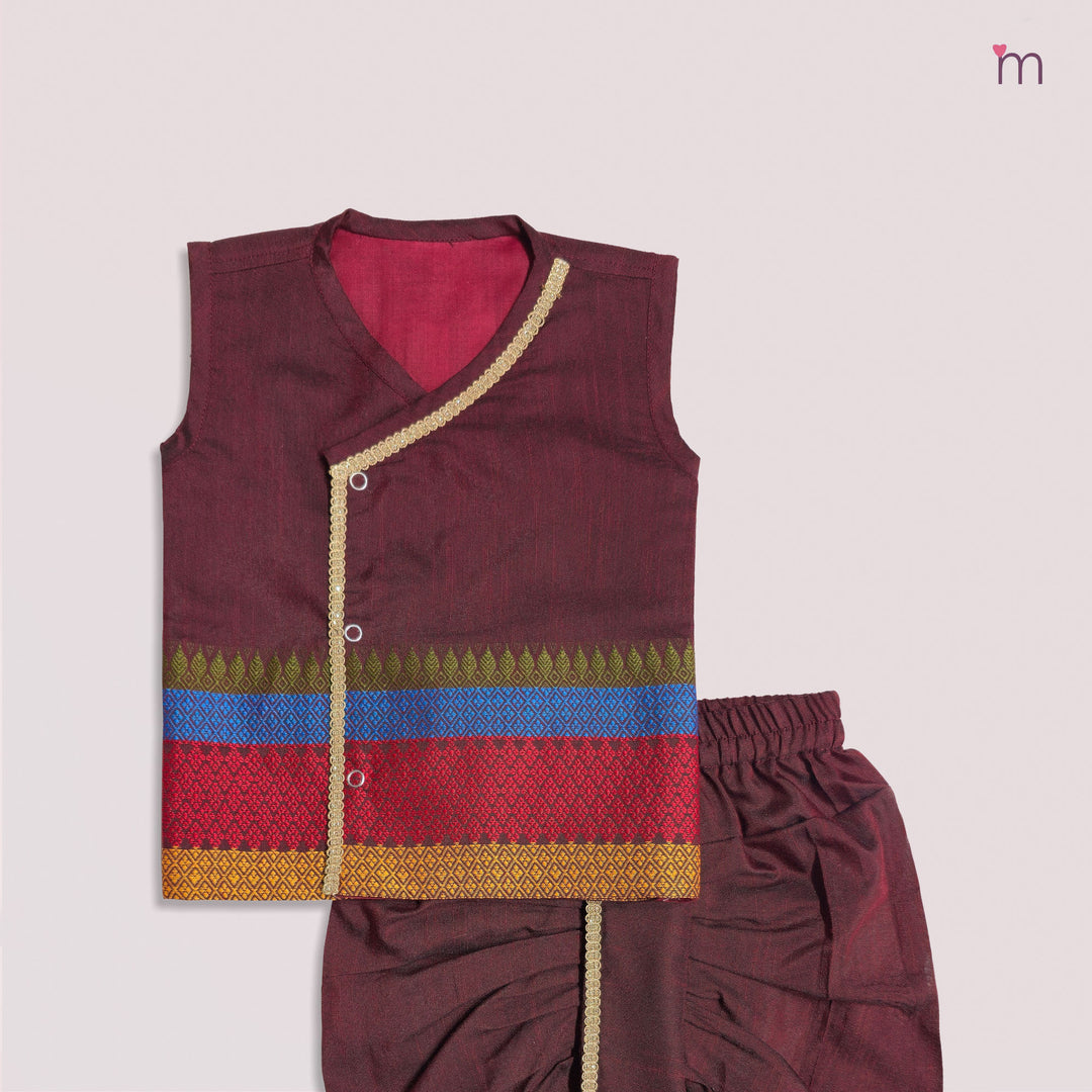 Arnav - Maroon Jabla Set Minipattu