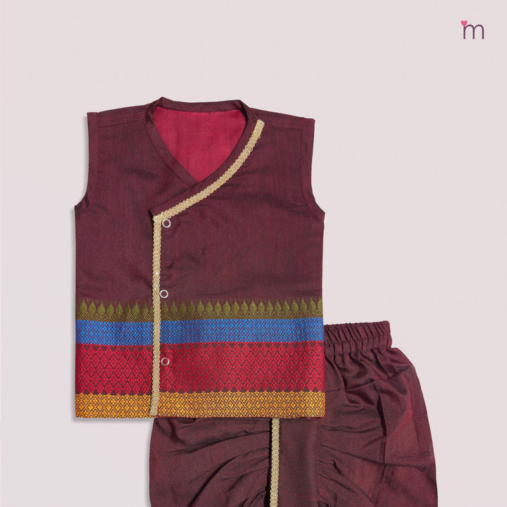 Arnav - Maroon Jabla Set Minipattu