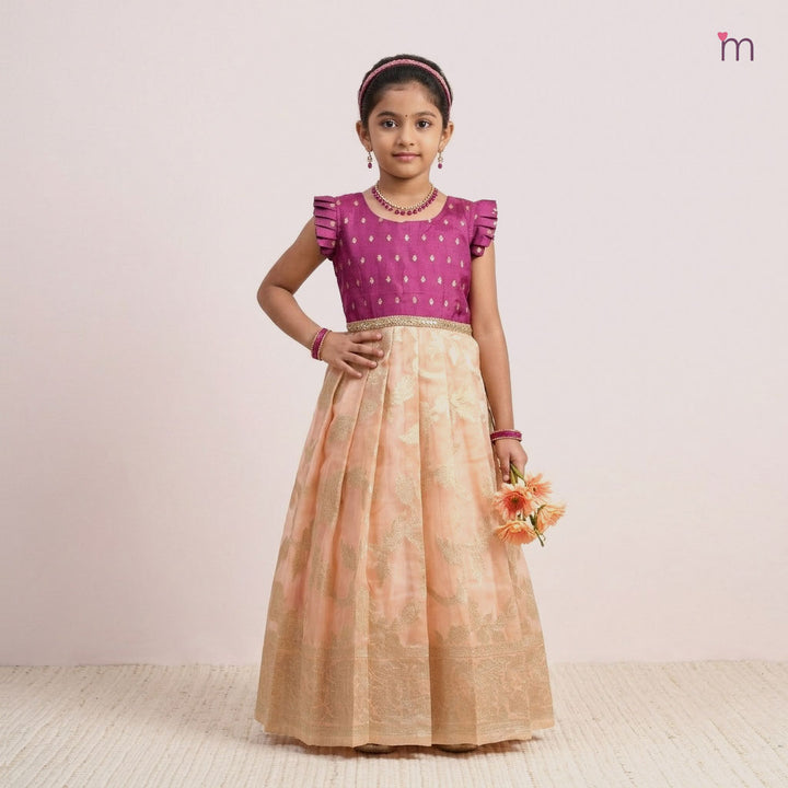 Deepthi - Burgundy Peach Frock Minipattu
