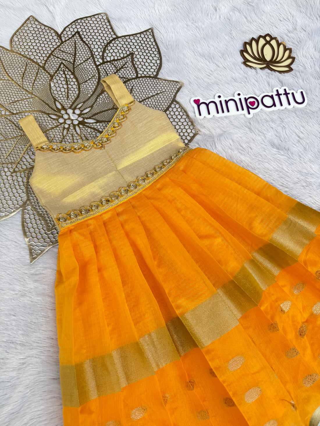 Aadhya - Yellow Tissue Frock Minipattu