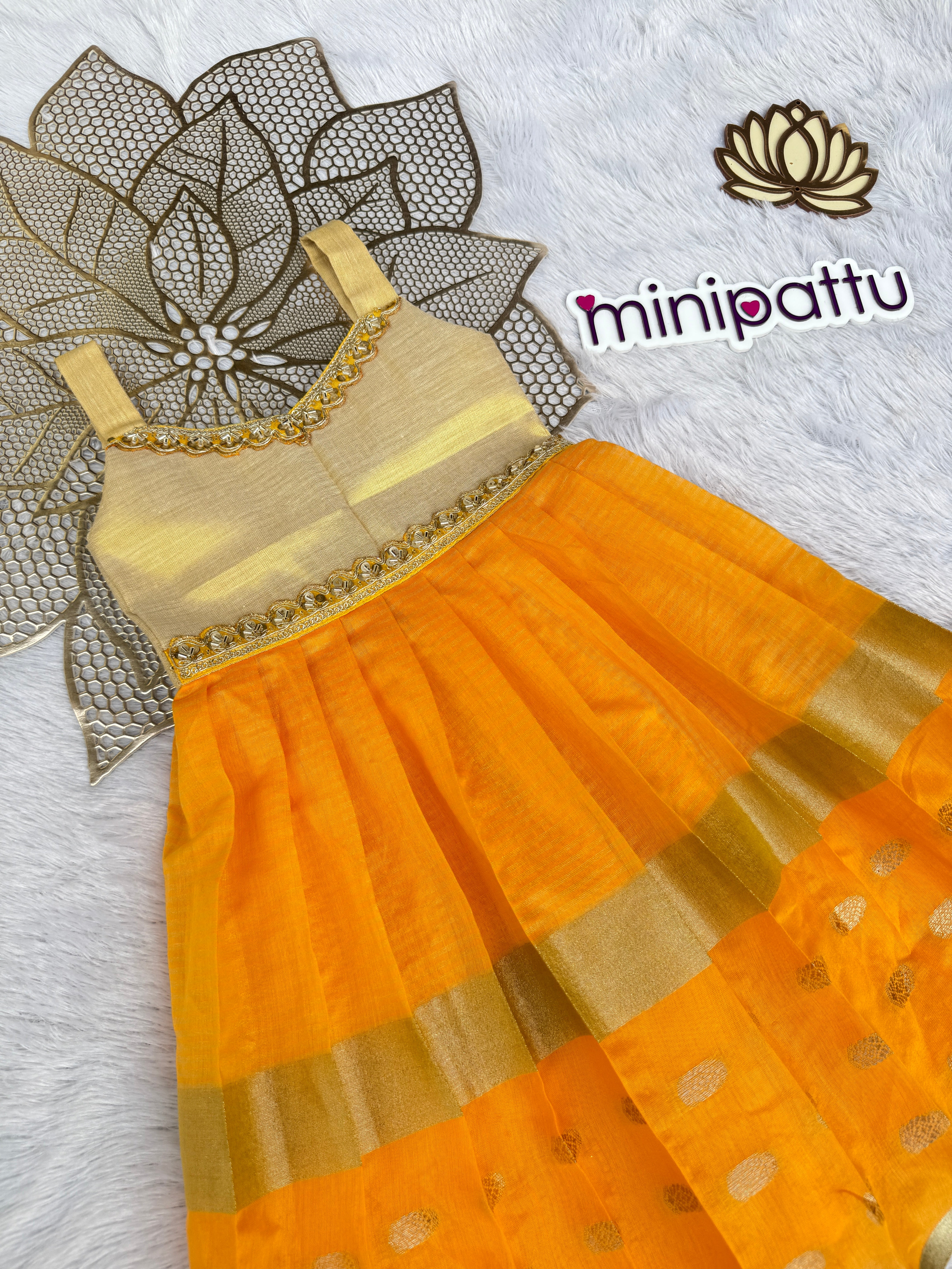 Aadhya - Yellow Tissue Frock Minipattu