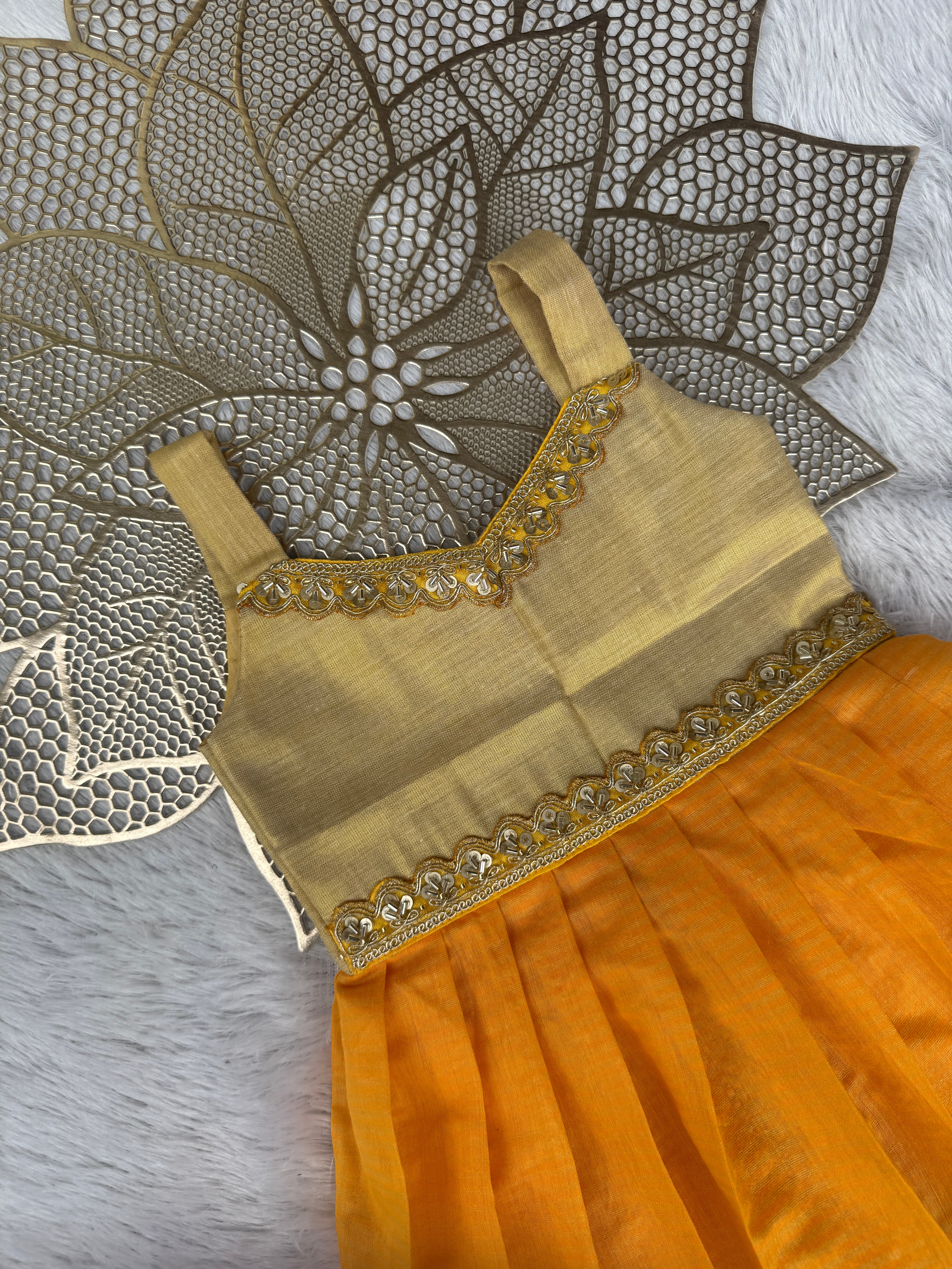 Aadhya - Yellow Tissue Frock Minipattu