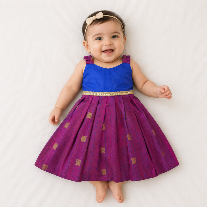 Yamini- Blue Magenta Frock Minipattu