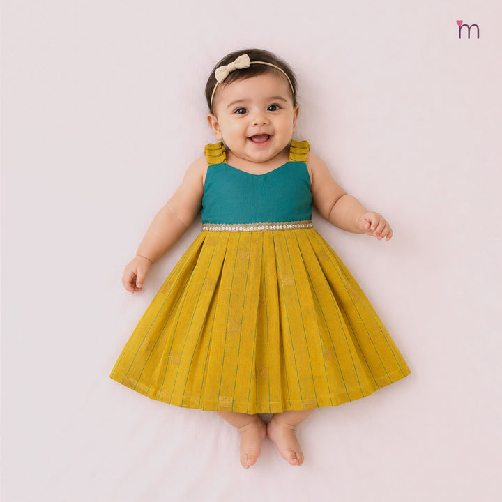 Yamini- Teal Mustard Frock Minipattu